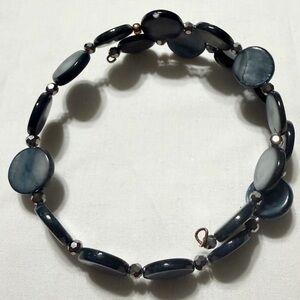 Elegant Blue and Metallic Grey Beaded Bracelet